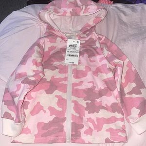 First Impressions pink camo, zip up hoodie.